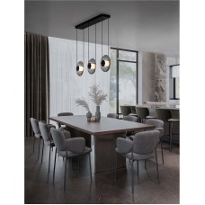 9416945 Висечка светилка SKIA димабилна LED 24W црн метал и димено сиво стакло Nova Luce